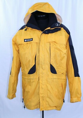 スノーボード Columbia Mens Jacket L Columbia L Men Ski Snowboard Jacket Coat Yellow Black Hooded HTF