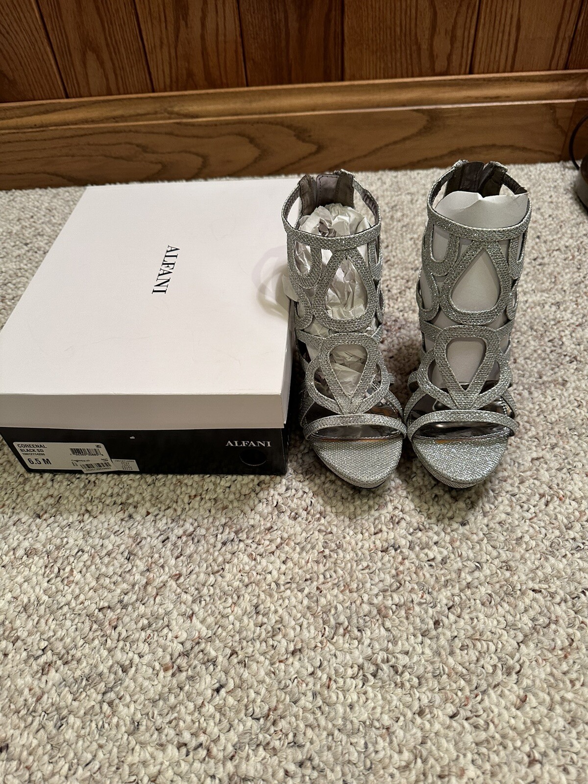 Alfani  Womens 6.5 M Adenna Dress Sandals Silver Heels Shoes