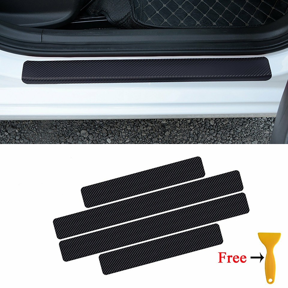 Car Door Sill Protector Edge Sticker Carbon Fiber Rubber DIY Bumper ...