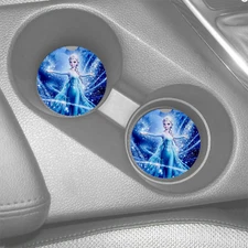 FROZEN ELSA CUSTOM SANDSTONE CAR COASTERS ABSORBS SET of 2