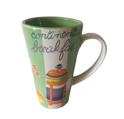 Continental Breakfast 20oz Ceramic Coffee Tea Mug Made in USA Artsy Cute