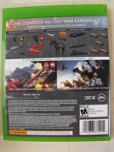 Battlefield 1: Early Enlister Deluxe Edition Xbox One 2016 - Tested & Working - Picture 3 of 5