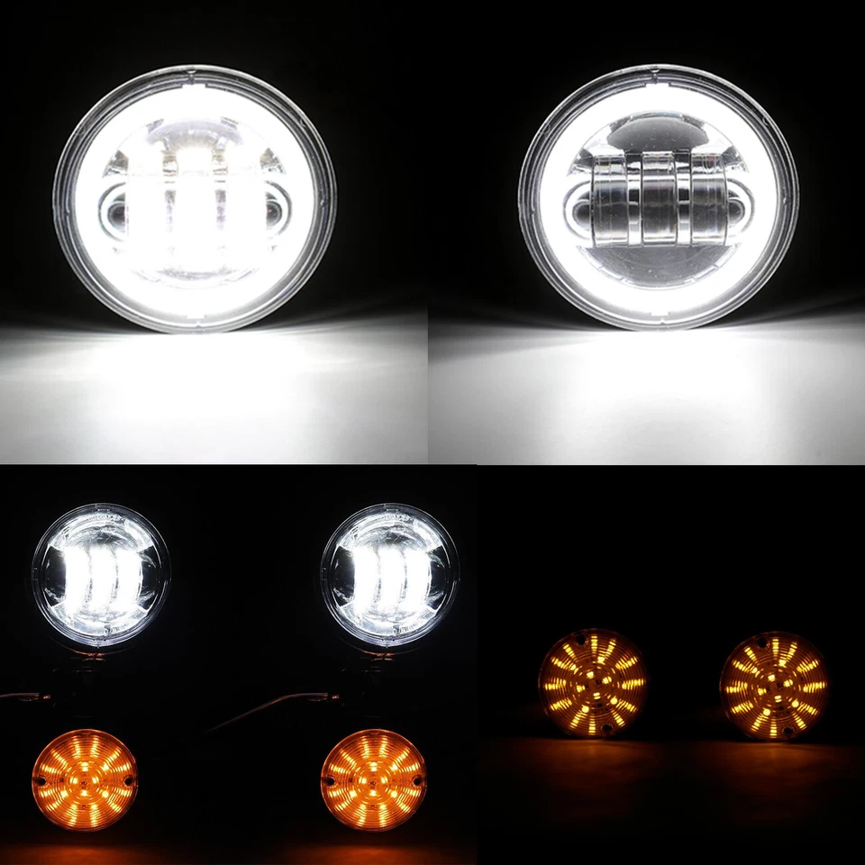 4.5" LED Passing Fog Turn Signal Lights Bar Kits For Harley Road King Classic US - Image 2 of 4