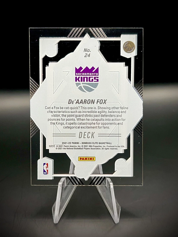 2021-22 Panini Donruss Elite De'Aaron Fox Deck Acetate Insert 💜 - Image 2 of 2