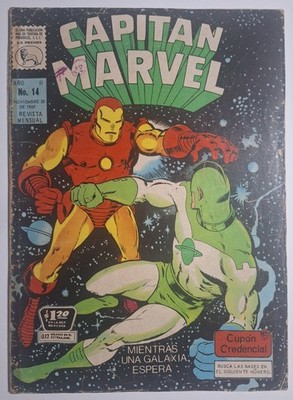 Captain Marvel #14 First Crossover vs Iron Man Capitan Marvel #14 La Prensa 1969