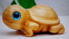 WOODEN hand carved TORTOISE MINIATURE Sweet Collectable Ornament 4.8x3x2.4cm