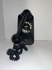 Vtg Style PollyFlame Grand Wall Phone Black Retro Rotary Push Button Flash Redia