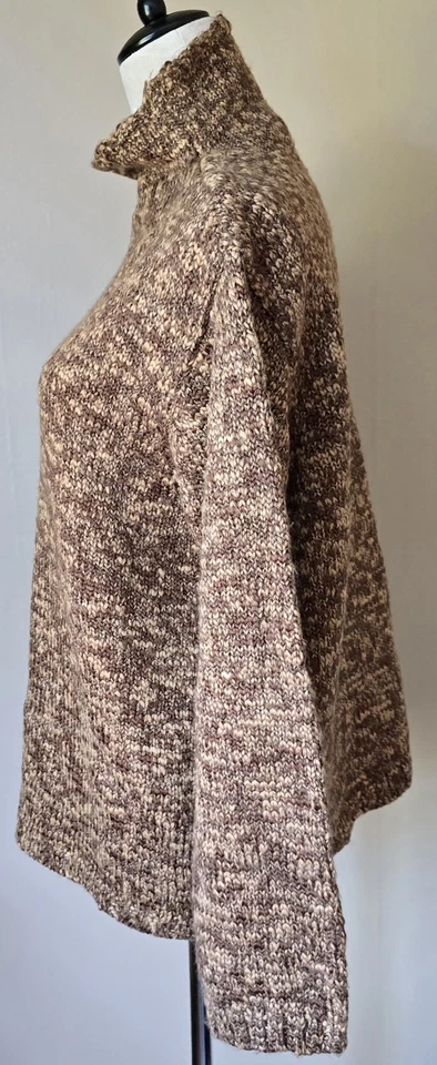 Suéter Liz Claiborne Para Mujer L Simulado Cuello Alto Marrón Dorado Manga Larga Acogedor Foto 3 de 4
