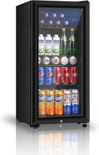 Beverage Refrigerator 3.2 Cu.ft Mini Fridge Double Glass Door Cooler Soda Beer