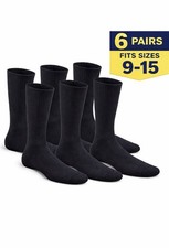 Unisex 6-Pair Pack First Quality Tube Socks, Black   Fits Sizes 9  15