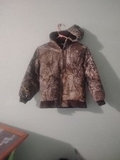 Carhartt Jacket Youth Medium 10-12 Camo Realtree Quilted Hooded Camo Zip EUC