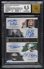 2010 Playoff National Treasures Montario Hardesty Golden Tate BGS 6.5 Auto 0q3