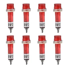 8Pack Signal Indicator Dash Light DC 12V LED XD7-1 Red 7mm 9/32" Panel Mount