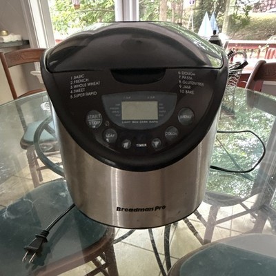 Breadman Pro Stainless Steel Bread Machine LCD Timer 10 Programs 2lb Gluten-Free