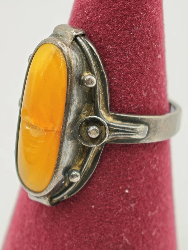 Design Bernstein 835 er Silber Silberring Fischland Vintage Amber Butterscotch - Bild 3 von 4