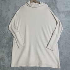 We The Free Tunic Sweater Womens Large Beige Waffle Knit Oversize Cowl Neck