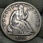 1861-S seated liberty half dollar