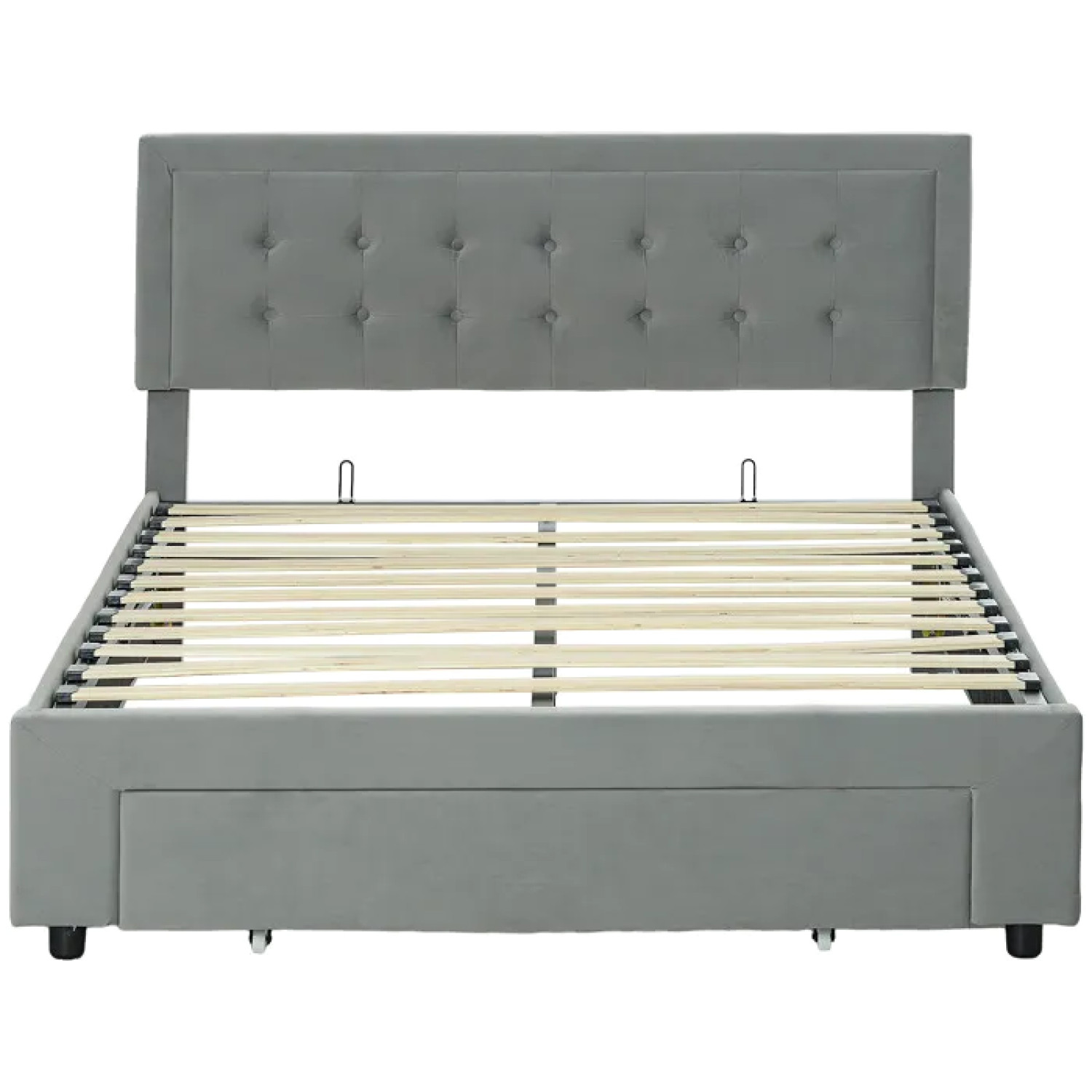 Lit double 140x200 coffre pour manquer de place, cadre velours gris Homcom