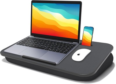 Lap Desk, Desk with Cushion, Fits up to 17 inch Laptop, Large, Black 