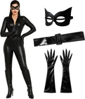 Women`s Catwoman Costume Wet Look Faux Leather Catsuit Jumpsuit Halloween S - XL
