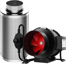 Ventilation Kit 6 Inch 390 CFM Inline Duct Fan with 6" x 16"Carbon Filter