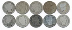 LOT OF 10 DIFFERENT BARBER SILVER DIMES 1901 TO 1916