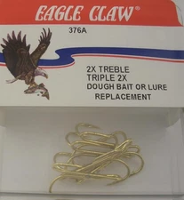 Eagle Claw 376A #4 2X 5CT Gold Treble Hooks