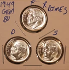 1949 P D S Roosevelt Dimes! GEM BU!  490499
