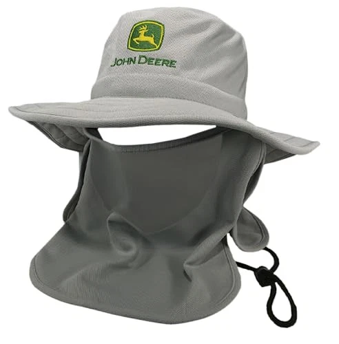 LP83277 - John Deere Bucket Hat Removable Neck Cover and Mask-Ivory