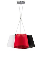 Stylische Pendelleuchte Rot Weiß Schwarz Stoff Ø72Cm Wohnzimmer Esszimmer Lampe
