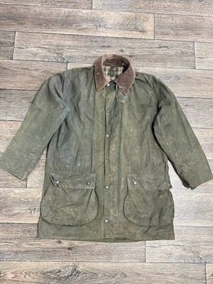 Barbour A200 Border VGC Wax Jacket C42 Large Sage Green men | eBay