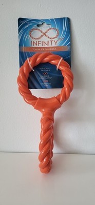 Infinity Pet Dog Toy Tough Double Ring Twist Tug Durable Chew Orange | New