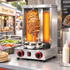 LPG Doner Kebab Machine Shawarma Grill Rotating Gyros Kabab Grill 2 Burners AU