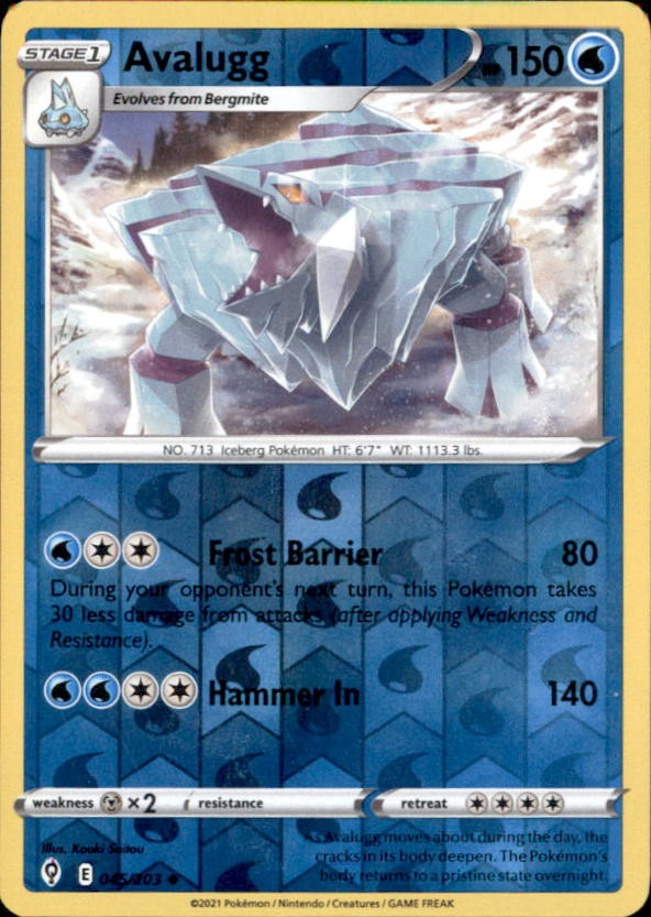 Pokemon Avalugg 45/203 Evolving Skies Reverse Holo 3 Card Lot