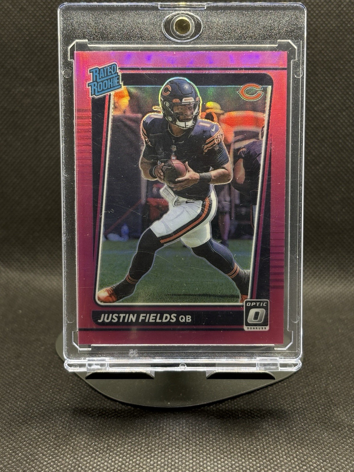 2021 DonRuss Justin Fields Optic Preview Pink Rated Rookie Holo RC