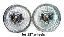Two Ford 15 Wire Wheel Covers Style 3 Bar Spinner Hubcap 2 Galaxie Fairlane