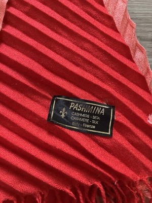 Pashmina Cashmere and Silk Scarf Pink Red 66 Boho Fringe Made In Italy Firenze