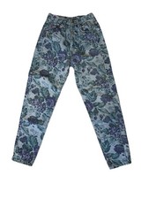 Pantalón Jean Americanino Años 80 Mujer Talla 28 Floral Pierna Cónica Tobillos tiro alto