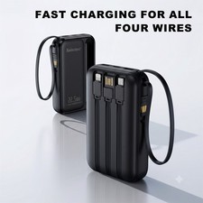 100000mah Power Bank USB Pack Backup Battery Charger w/ 4cables For Mobile Phone