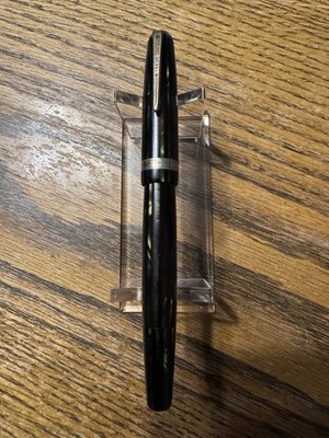 Vintage Parker Duofold Senior Fountain Pen Blue Diamond Pearl Striped 14k Nib