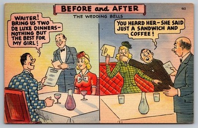 Out to Dinner. Funny Humor Postcard