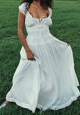 NWT Free People Feeling Bonita Dress Tiered Flowy Boho White Cotton Maxi XS NEW