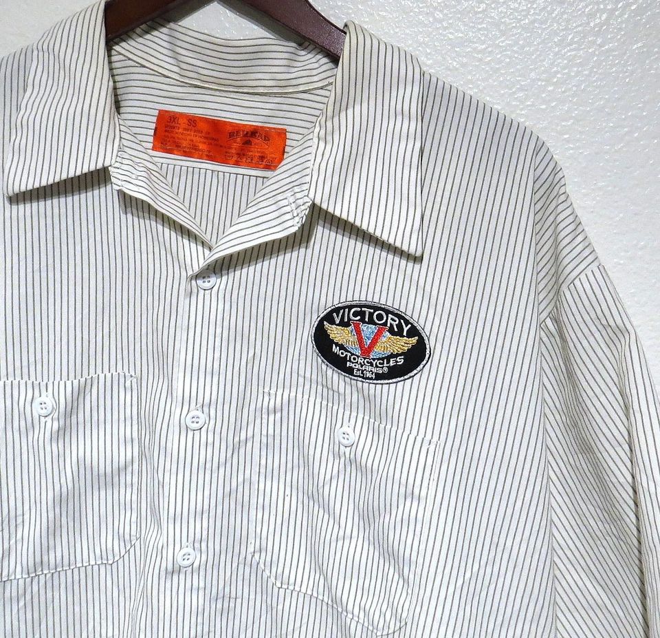 Camisa Mecánica De Colección VICTORY MOTORCYCLES 3XL POLARIS RedKap Años 2000 Work Shop Rayas Foto 3 de 4