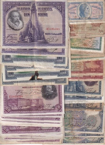 SALE!! LOT OF 50 ANTIQUE SPAIN BANKNOTES FOR ONLY 19.99 EUROS