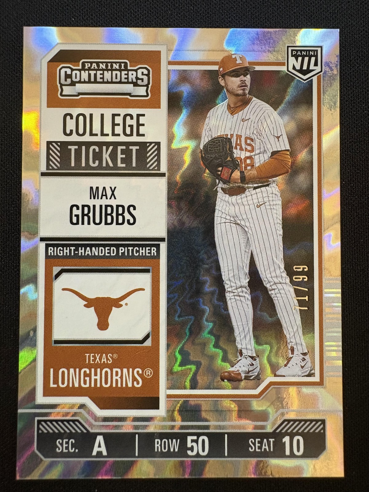 2025 Panini NIL Texas Longhorns #27 Max Grubbs Lightning Spokes #/99