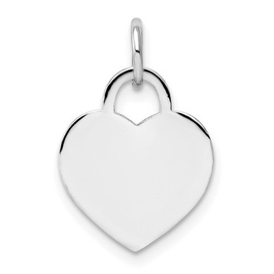 Real 14K White Gold Small Engravable Heart; Women & Men