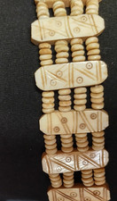 Vintage Native American Boho Hippie Beaded and Leather cord Tan belt