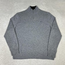 Polo Ralph Lauren Sweater Mens Large Gray Washable 100 Cashmere 1/4 Zip