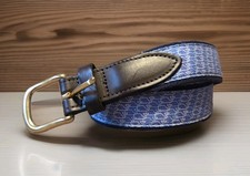 VINEYARD VINES Sz 30 Light Blue Whale Leather & Canvas Club Golf Men's Belt 35