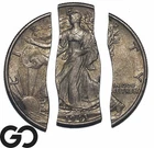 1943 Walking Liberty Half Dollar, 3-Piece Puzzle Cut, Split Rim, Cool Piece!